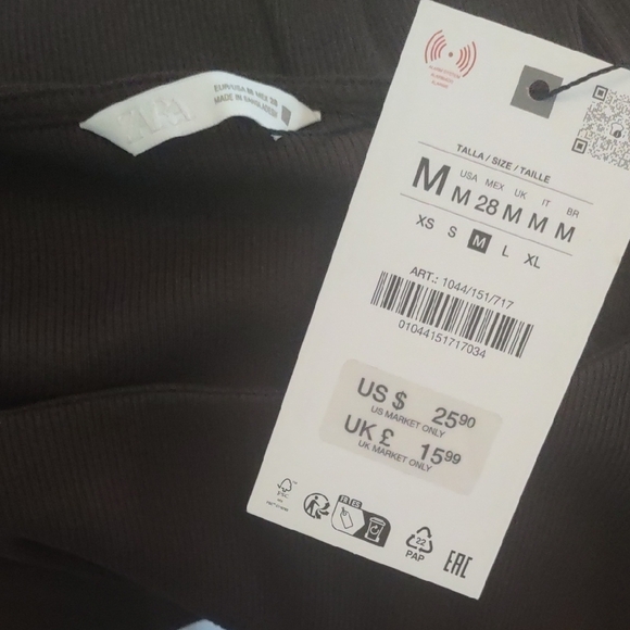 Zara Chocolate Brown Long Bell Sleeve Boat Neck T-Shirt MEDIUM - Picture 9 of 10